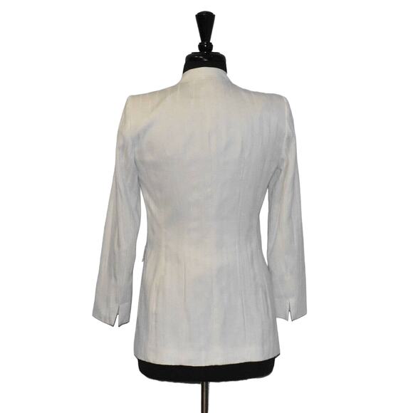 NEW LAFAYETTE 148 White Cotton Single Button Stand Collar Jacket Blazer Size 0 - Picture 3 of 6